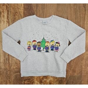 Peanuts Christmas Light Up Sweatshirt Kids 10 Gray Charlie Brown Snoopy